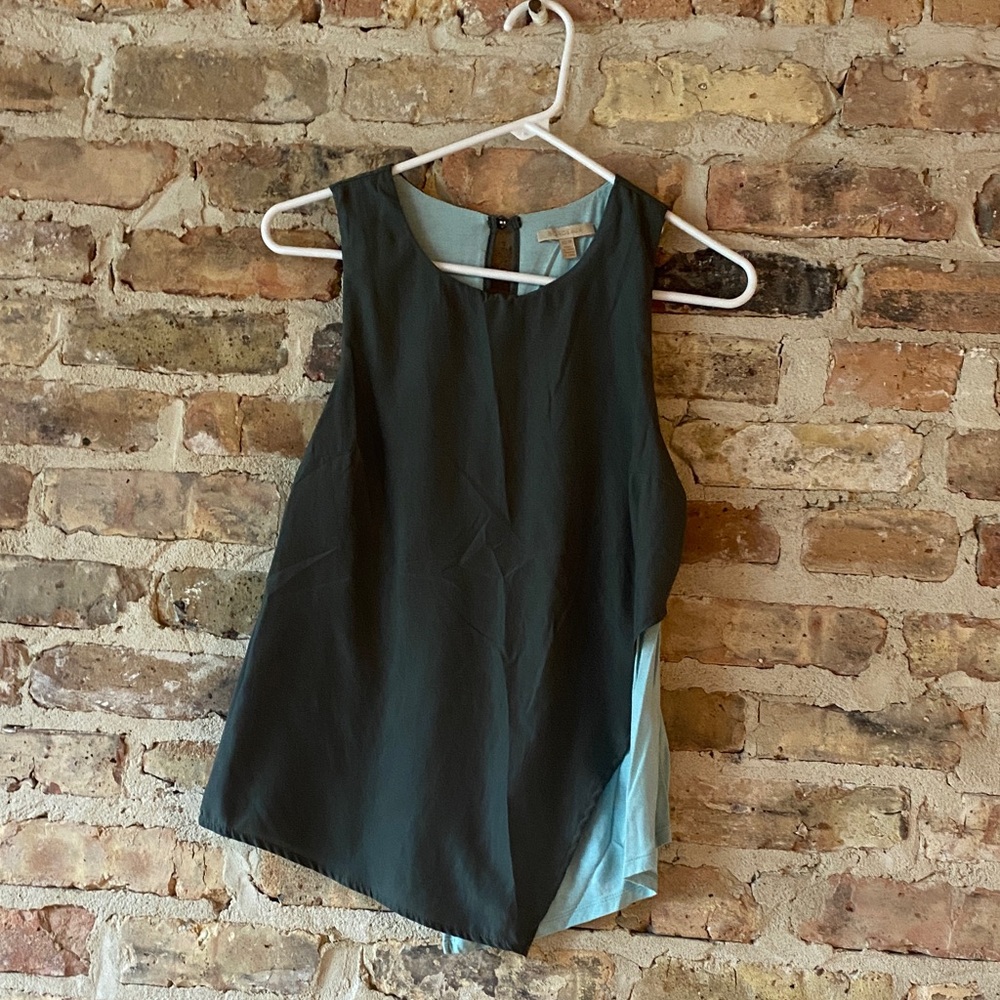 Anthropologie Green and Teal Sleeveless Blouse